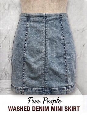 Free People Light Blue Denim Mini Skirt Size 0